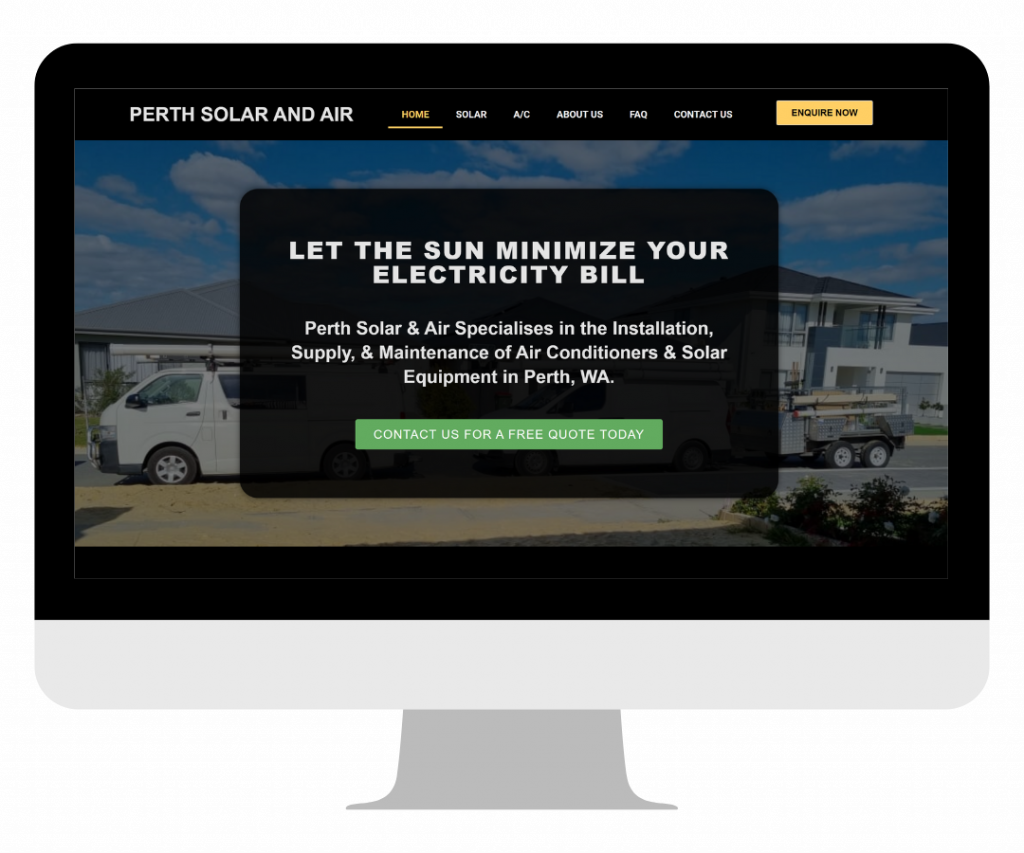 Website Design Portfolio by Little Biz - Perth Solar and Air - Full Website Redesign.