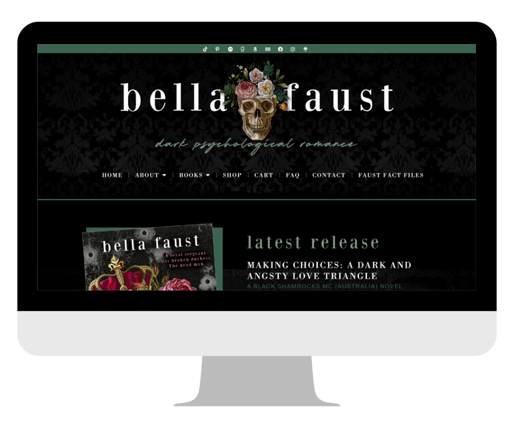 Website Design Portfolio by Little Biz - Bella Faust - Full Website with e-commerce.