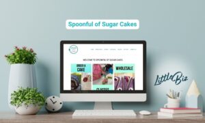 Website Design Portfolio by Little Biz - Spoonful of Sugar Cakes - Website with integrated off-page bookings.